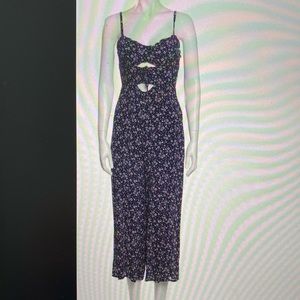 Floral Print Square Neckline Jumpsuit